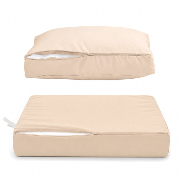 Set Cuscini Salotto da Giardino 50x50 Beige - Sfoderabile & Anti-UV (Seduta + Schienale)
