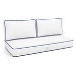 Set Cuscini Premium 100x50 Bianco - 1 Seduta + 2 Schienali (Spesso 12cm & Passepoil)