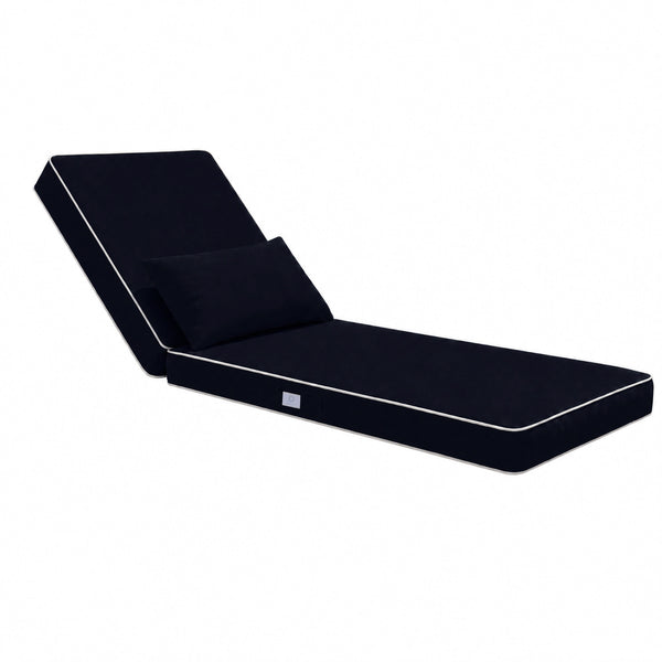 Materassino Premium Lettino 190x60 Blu Marino - Spessore 10cm & Poggiatesta (Sfoderabile)
