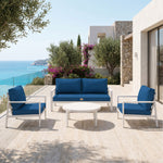 Set Cuscini Salotto da Giardino 50x50 Blu Petrolio - Sfoderabile & Anti-UV (Seduta + Schienale)