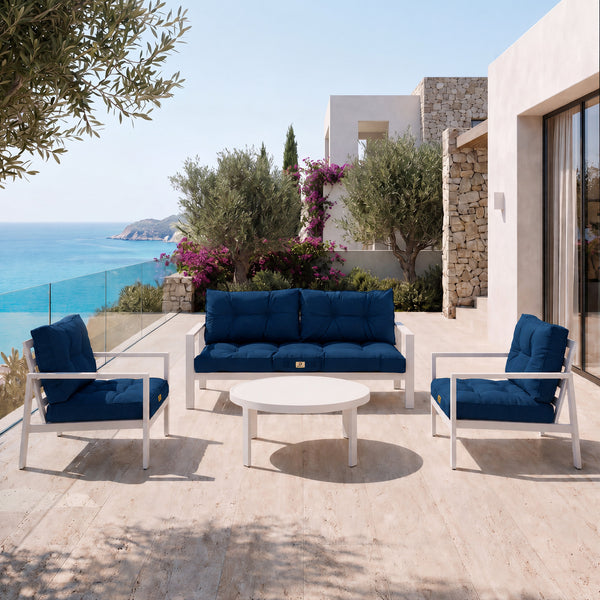 Set Cuscini Trapuntati 60x60 Blu Petrolio - Spesso 15cm & Morbido (Seduta + Schienale)