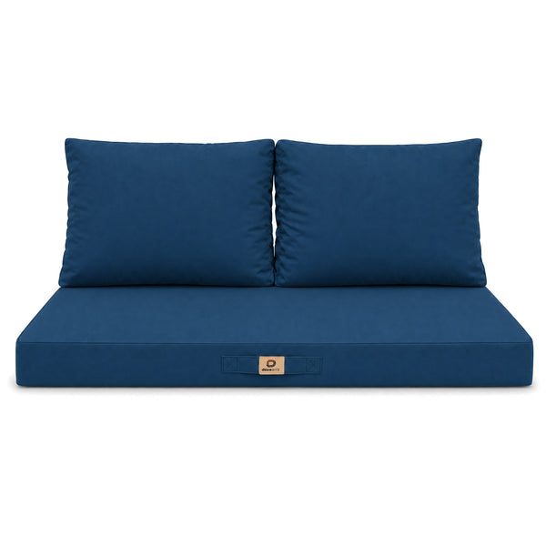 Set Cuscini Salotto da Giardino 100x50 Blu Petrolio - Sfoderabile & Anti-UV (1 Seduta + 2 Schienali)