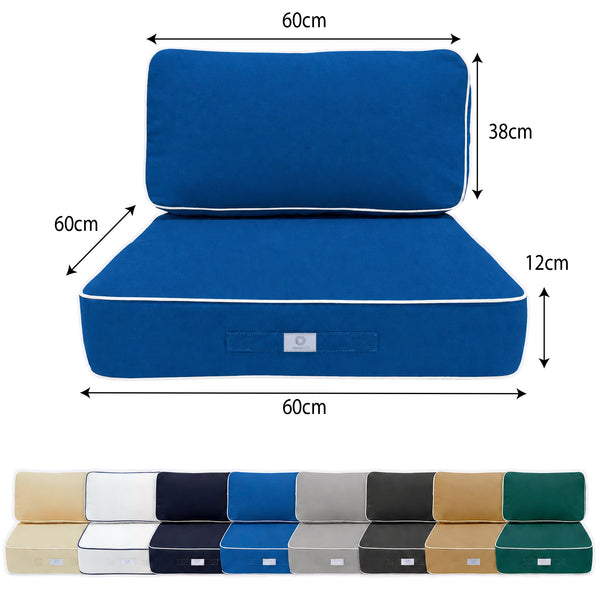 Set Cuscini Premium 60x60 Blu Royal - Spesso 12cm & Finitura con Profilo