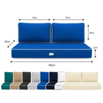 Set Cuscini Premium 100x50 Blu Royal - 1 Seduta + 2 Schienali (Spesso 12cm & Passepoil)