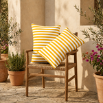 Lot de 2 Coussins d'Appoint Jardin 60x35 cm Rayure Jaune - Premium 270g Déhoussable