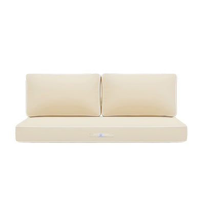 Ensemble de 3 coussins Deco-arts.fr pour fauteuils et canapés, jaune beurre, épais 12cm avec passepoil, 1 assise + 2 dossiers