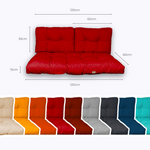Coussins capitonnés rouges pour banquette, épaisseur 15cm, comprenant 1 assise et 2 dossiers, par Deco-arts.fr.