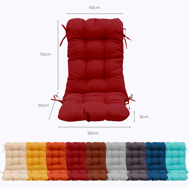 Coussin pour chaise avec dossier - Capitonné - 50x120x8cm - Rouge - Deco-arts.fr