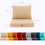 Beige outdoor sofa cushions set 50x60 cm for chairs and sofas by Deco-arts.fr, featuring backrest and seat support.
