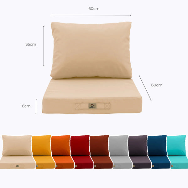 Dimensions et mesures coussin beige 60x60 cm