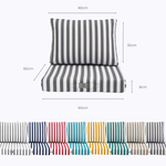 Ensemble de coussins pour salon de jardin, 60x60 cm, rayures gris foncé, assise et dossier, tissu premium 270g, Deco-arts.fr