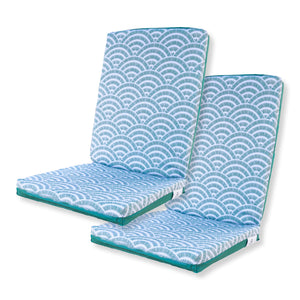 Lot de 2 Coussins Chaise Haut Dossier 95x40 - Motif Éventails Verdes (Comfort 5cm)