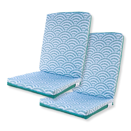 Lot de 2 Coussins pour chaises 95 x 40 cm motif Éventails Verts - Deco-arts.fr