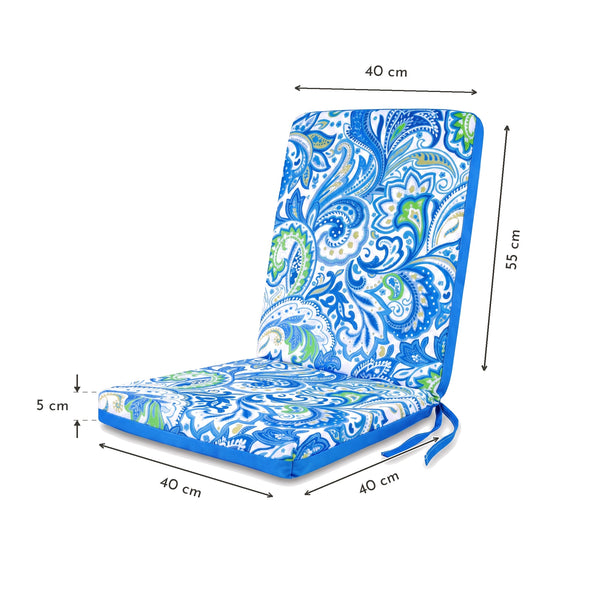 Cuscino per sedia schienale alto, Motivo Arabesco – seduta 40 x 40 cm, schienale 55 x 40 cm, spessore 5 cm