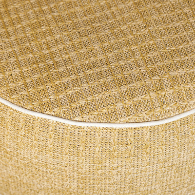 Pouf gonflable extérieur rond 53cm avec effet raphia, résistant à l'eau, idéal pour mobilier d'extérieur.
