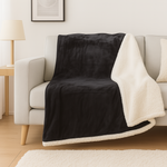 Plaid Sherpa Flanelle 480GSM 200x240 Gris Anthracite DECO ARTS - Deco-arts.fr