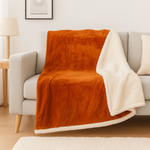 Plaid Sherpa Flanelle 480GSM 200x240 Terracotta DECO ARTS - Deco-arts.fr