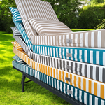 Matelas transat détente gris foncé avec rayures, épais 10cm, têtière déhoussable, idéal pour bains de soleil Deco-arts.fr