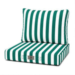 Ensemble Coussins Chaise Jardin 40x40 Rayure Verte - Premium 270g (Assise + Dossier)