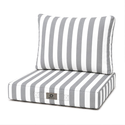 Ensemble Coussins Chaise Jardin 40x40 Rayure Gris Clair - Premium 270g (Assise + Dossier)