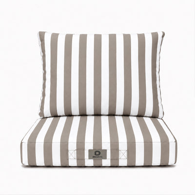 Ensemble Coussins Chaise Jardin 40x40 Rayure Beige - Premium 270g (Assise + Dossier)