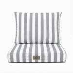 Ensemble Coussins Chaise Jardin 40x40 Rayure Gris Clair - Premium 270g (Assise + Dossier)