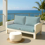 Ensemble de coussins de salon jardin rayure verte, 120x60 cm, pour fauteuils et canapés, avec 1 coussin d'assise et 2 dossiers.