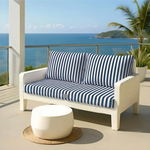 Ensemble Coussins Salon Jardin 100x50 Rayure Bleu Marine - vue principale