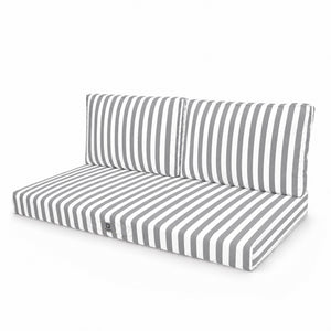 Set Cuscini Salotto da Giardino 100x50 Riga Grigio Chiaro - Premium 270g (1 Seduta + 2 Schienali)