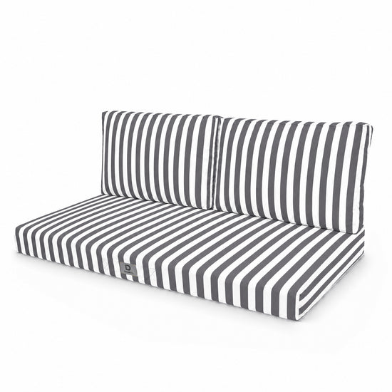 Set Cuscini Salotto da Giardino 100x50 Riga Grigio Scuro - Premium 270g (1 Seduta + 2 Schienali)