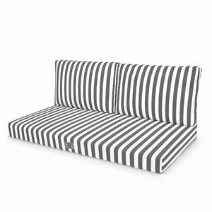 Set Cuscini Salotto da Giardino 120x60 Riga Grigio Scuro - Premium 270g (1 Seduta + 2 Schienali)