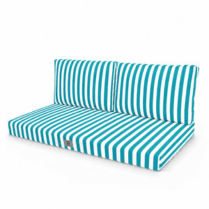 Set Cuscini Salotto da Giardino 120x60 Riga Turchese - Premium 270g (1 Seduta + 2 Schienali)