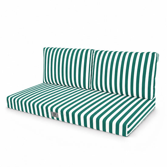 Set Cuscini Salotto da Giardino 100x50 Riga Verde - Premium 270g (1 Seduta + 2 Schienali)