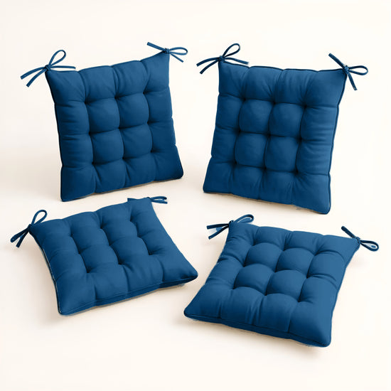 Lot de 4 Galettes de chaise 40 x 40 cm - Bleu petrole - Deco-arts.fr