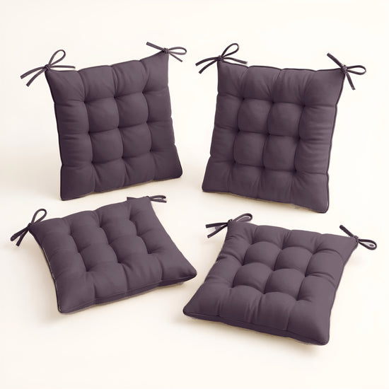 Lot de 4 Galettes de chaise 40 x 40 cm - Gris carbone - Deco-arts.fr