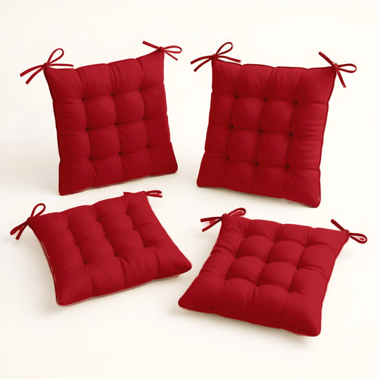 Lot de 4 Galettes de chaise 40 x 40 cm - Rouge piment - Deco-arts.fr