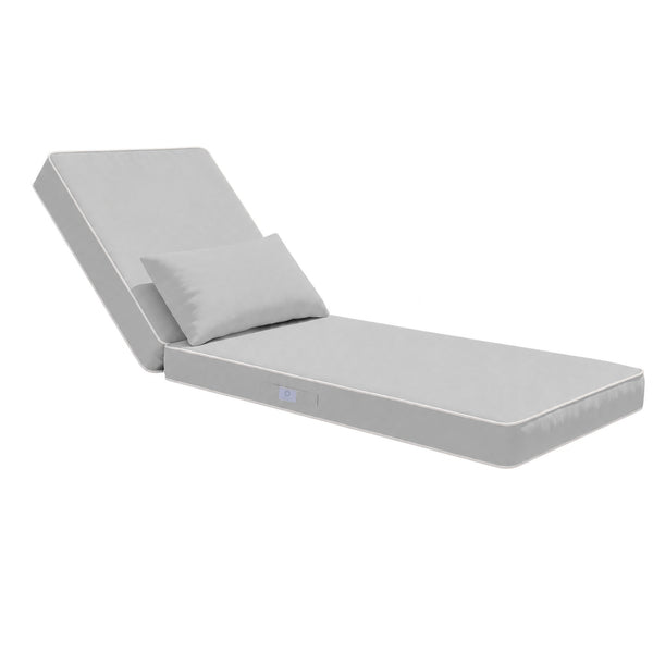 Materassino Premium Lettino 190x60 Grigio Chiaro - Spessore 10cm & Poggiatesta (Sfoderabile)