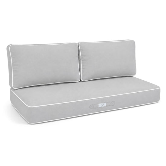Set Cuscini Premium 100x50 Grigio Chiaro - 1 Seduta + 2 Schienali (Spesso 12cm & Passepoil)
