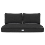 Set Cuscini Premium 120x60 Grigio Scuro - 1 Seduta + 2 Schienali (Spesso 12cm & Passepoil)
