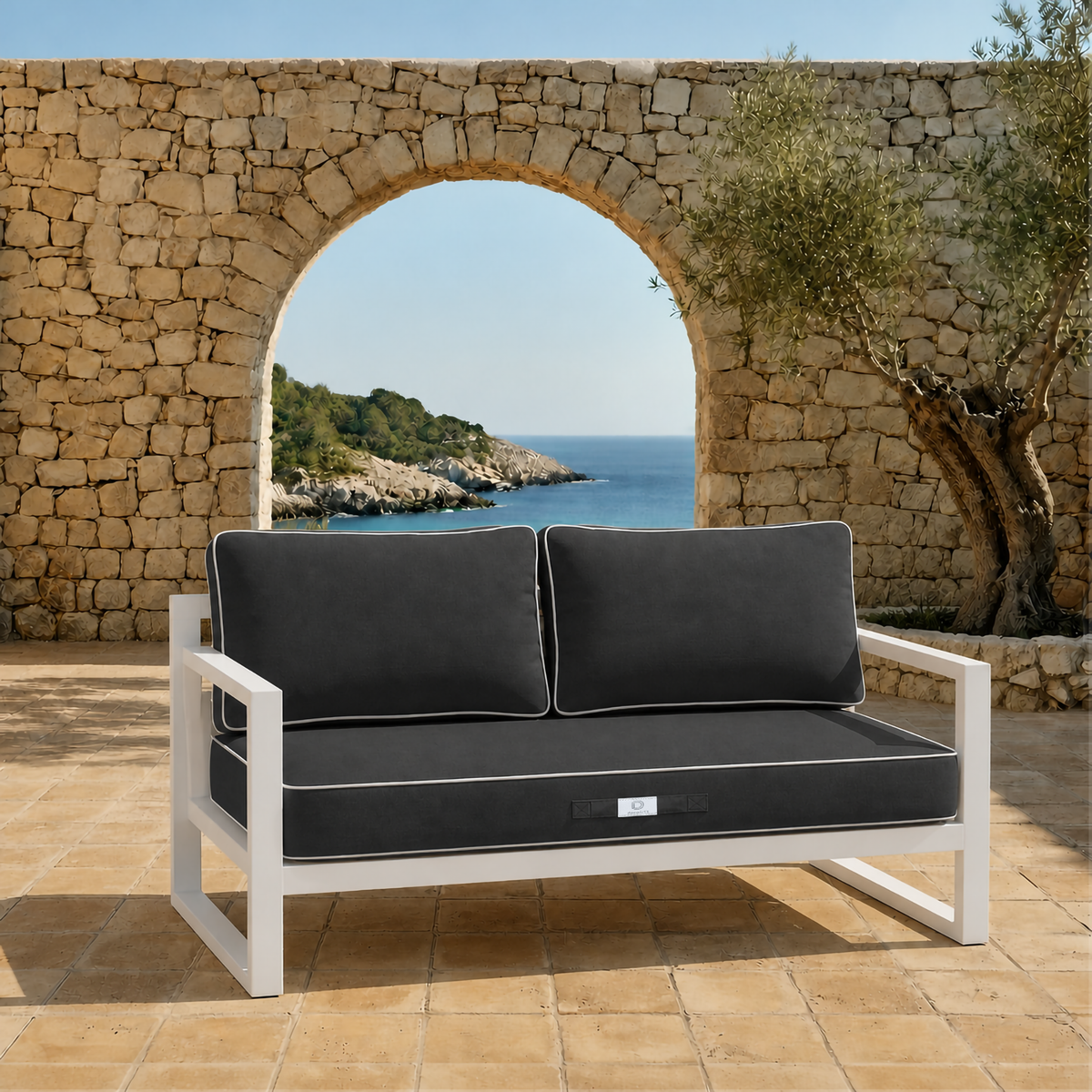 Set Cuscini Premium 100x50 Grigio Scuro – 1 Seduta + 2 Schienali (Spesso 12cm & Passepoil)