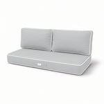 Set Cuscini Premium 100x50 Grigio Chiaro - 1 Seduta + 2 Schienali (Spesso 12cm & Passepoil)