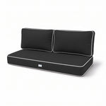 Set Cuscini Premium 100x50 Grigio Scuro - 1 Seduta + 2 Schienali (Spesso 12cm & Passepoil)
