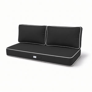 Set Cuscini Premium 100x50 Grigio Scuro - 1 Seduta + 2 Schienali (Spesso 12cm & Passepoil)