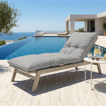 Matelas bain de soleil gris galet Decoartss, 185x55 cm, épais 12 cm, imperméable, confortable pour lounging extérieur.