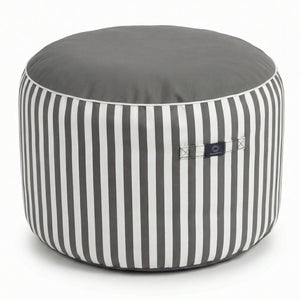 Pouf Rotondo Righe Grigio Scuro - Premium 270g - Altezza 40cm Diametro 70cm