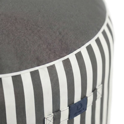 Pouf Rond Rayure Gris Foncé - vue latérale