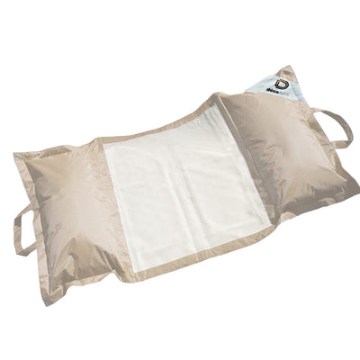 Pouf flottant piscine beige XXL 170x90, matelas hamac à billes pour adulte, conçu pour extérieur, Deco-arts.fr