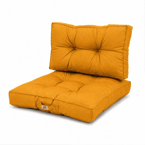 Set Cuscini Trapuntati 60x60 Giallo - Spesso 15cm & Morbido (Seduta + Schienale)