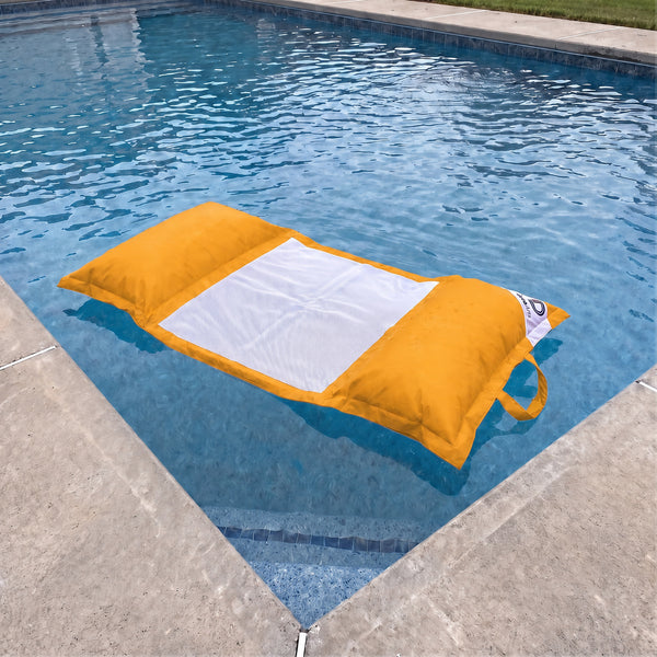 Pouf Galleggiante Piscina XXL 170x90 Giallo Miele - Materassino Amaca a Perle (Comfort Adulto)