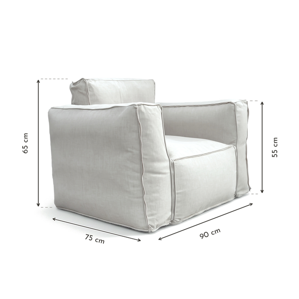 Poltrona Modulare da Giardino 90x75 Grigio Ciottolo – dimensioni 90 x 75 x 65 cm, braccioli 55 cm